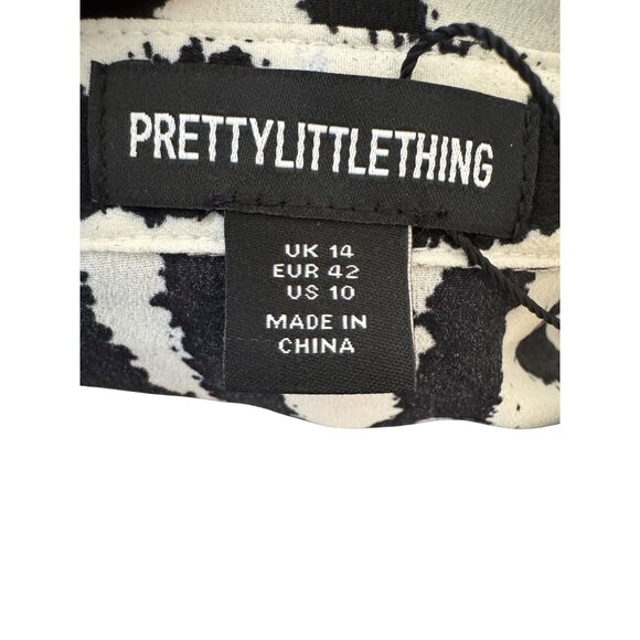 2/$30 NWT PrettyLittleThing Size 10 Black & White Zebra Print Oversized Shirt - Picture 4 of 16